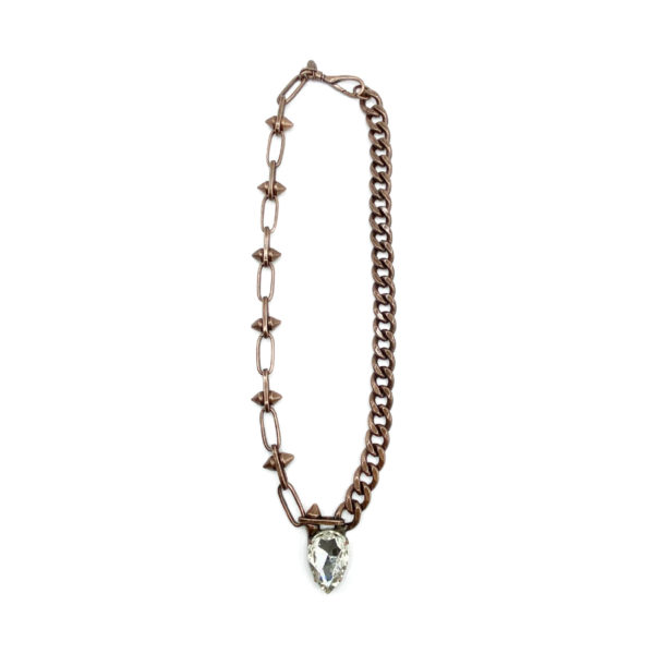 Collana con catena mix e goccia strass